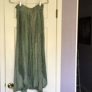 Green long skirt